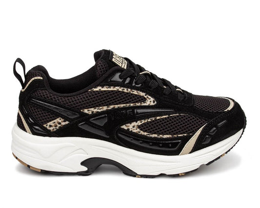 Drew Fiona Black Leopard Combo women's extra wide shoe