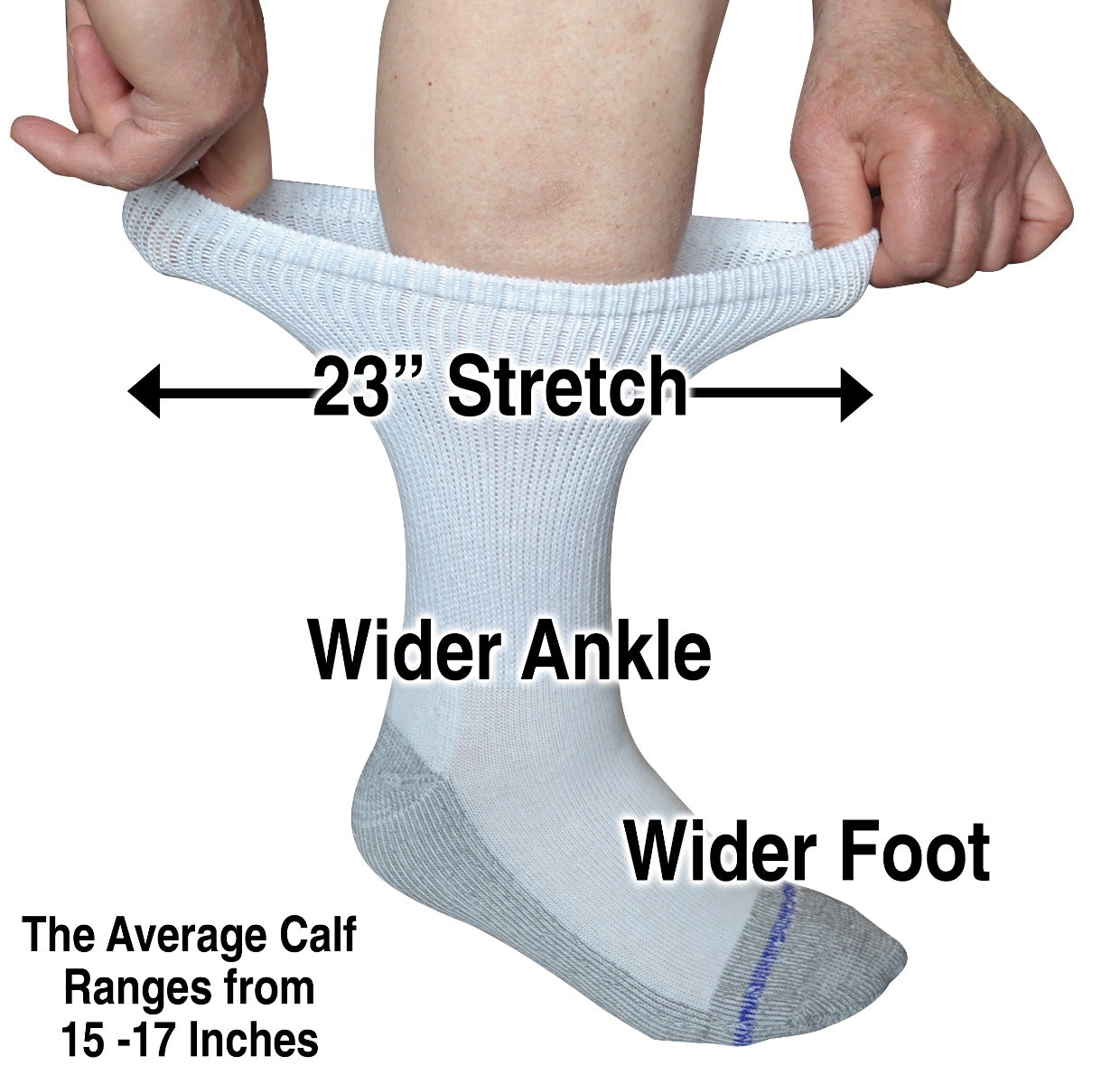 Loose Fit Marled Merino Wool Crew Socks to 5E - Black - 1pr