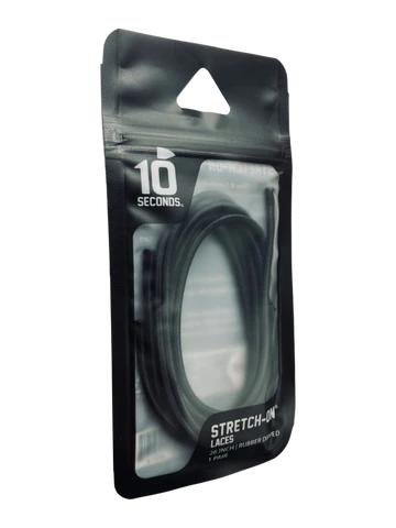 10 Seconds Stretch-On Lace | Black - Rubber Dipped Tip - 26 Inches