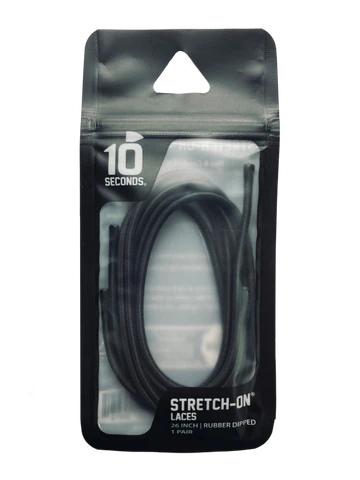 10 Seconds Stretch-On Lace | Black - Rubber Dipped Tip - 26 Inches