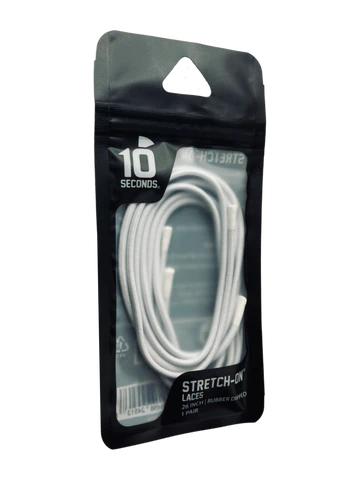 10 Seconds Stretch-On Lace | White - Rubber Dipped Tip - 26 Inches