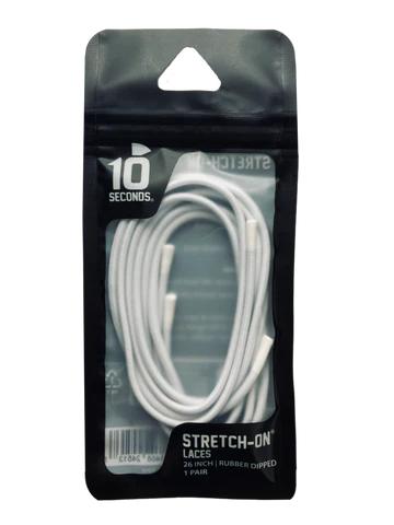 10 Seconds Stretch-On Lace | White - Rubber Dipped Tip - 26 Inches