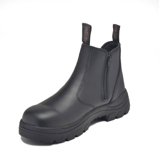 Wide Load 390BZN - Soft Toe Black Elastic Sided Boot + Zip