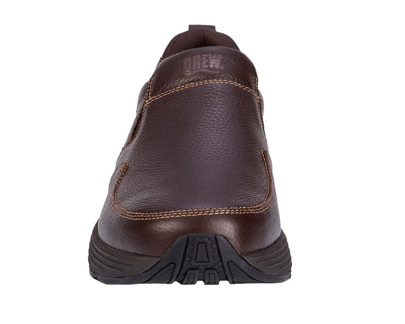 Drew Match Brown Pebbled Leather men's extra wide slip-on shoe