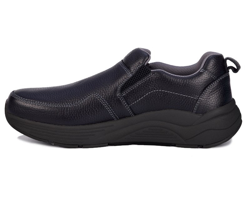 Drew Match Black Leather men's extra wide slip-on shoe