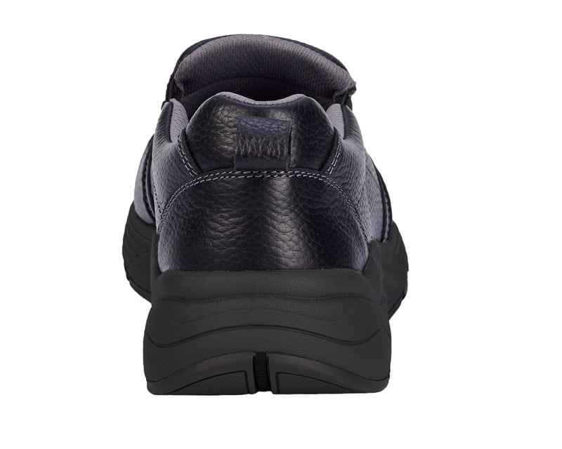 Drew Match Black Leather men's extra wide slip-on shoe