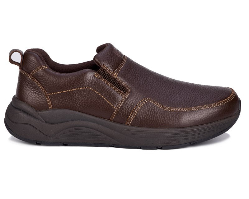 Drew Match Brown Pebbled Leather men's extra wide slip-on shoe
