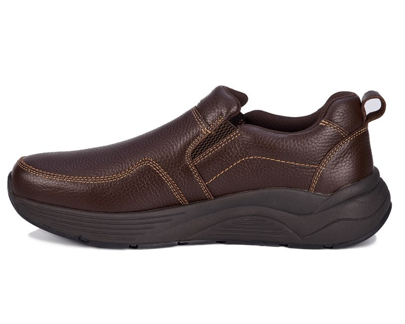 Drew Match Brown Pebbled Leather men's extra wide slip-on shoe