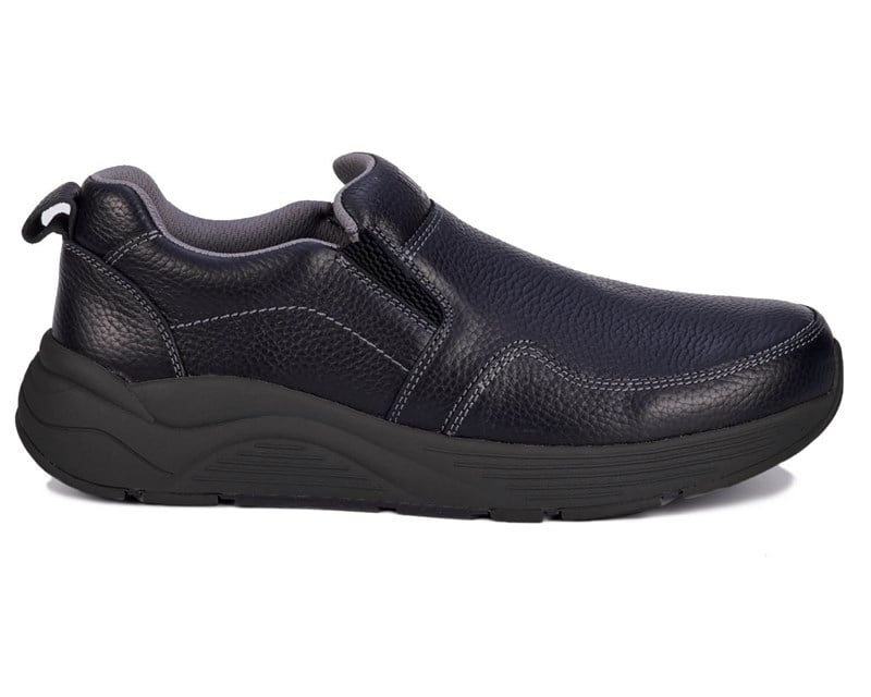 Drew Match Black Leather men's extra wide slip-on shoe