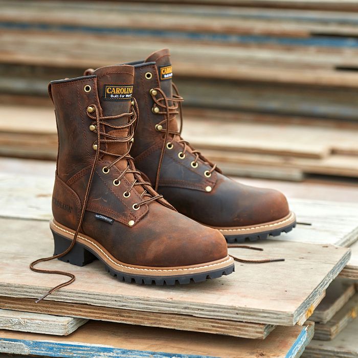 Carolina Elm Men's 8" Waterproof Logger Boot (Steel Toe) - CA9821