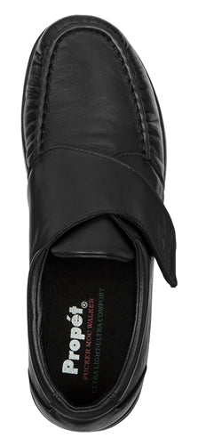 Propet Men’s Preferred Pucker Moc Black Strap Shoe