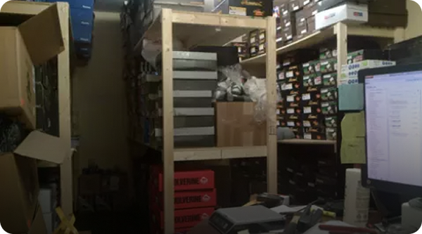 Inventory room and back office in first store location