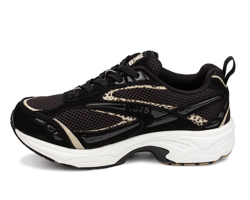 Drew Fiona Black Leopard Combo women's extra wide shoe