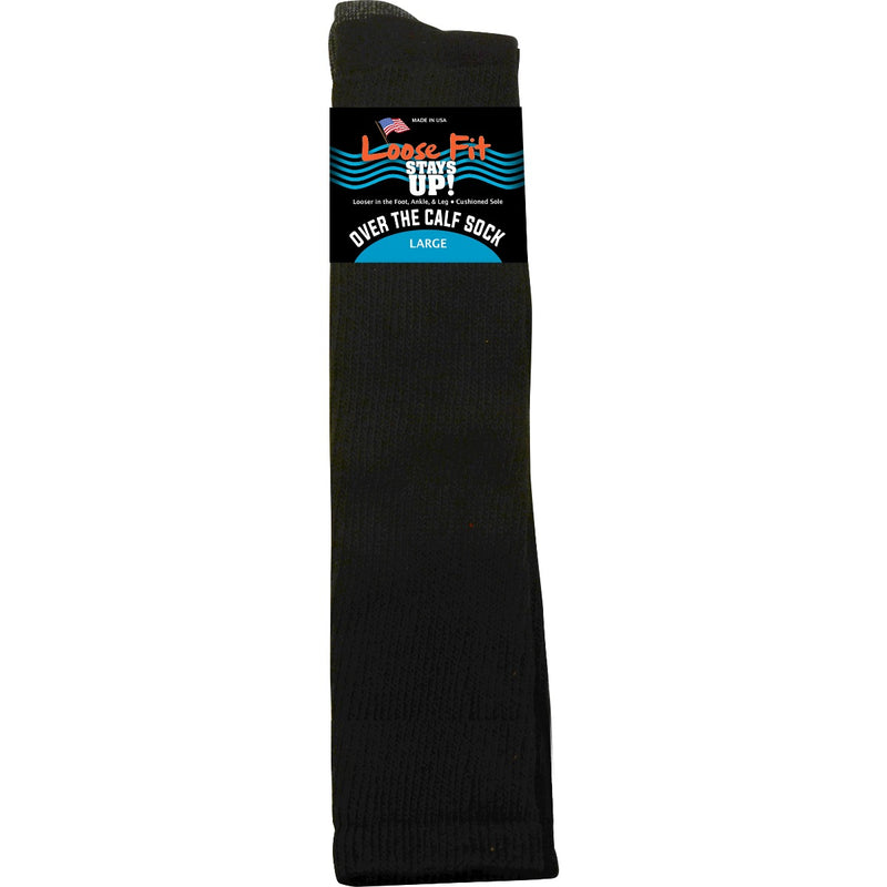 Loose Fit Black Over the Calf Socks to EEEEE - Single Pair