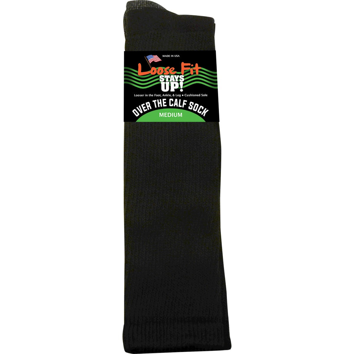 Loose Fit Black Over the Calf Socks to EEEEE - Single Pair