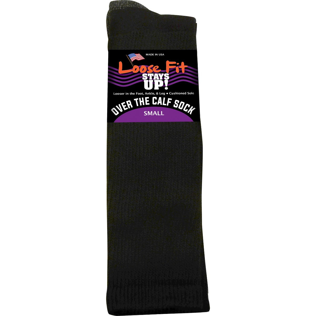 Loose Fit Black Over the Calf Socks to EEEEE - Single Pair