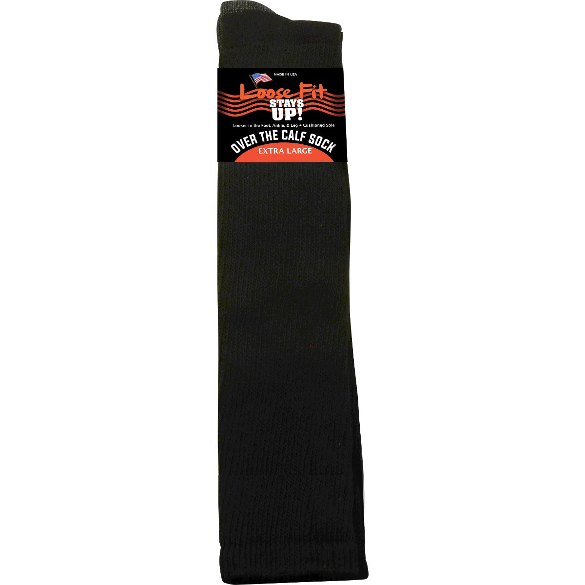 Loose Fit Black Over the Calf Socks to EEEEE - Single Pair