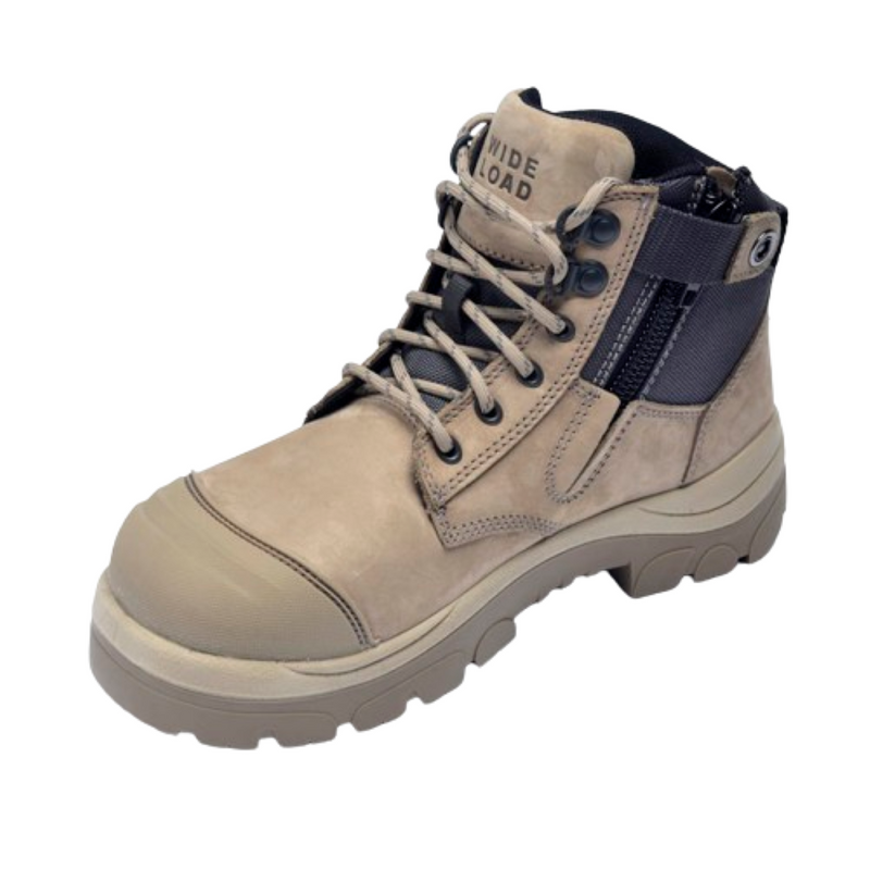 Wide Load 690SZ Steel Safety Toe Zip 6 inch Work Boot - Stone - 6E Only
