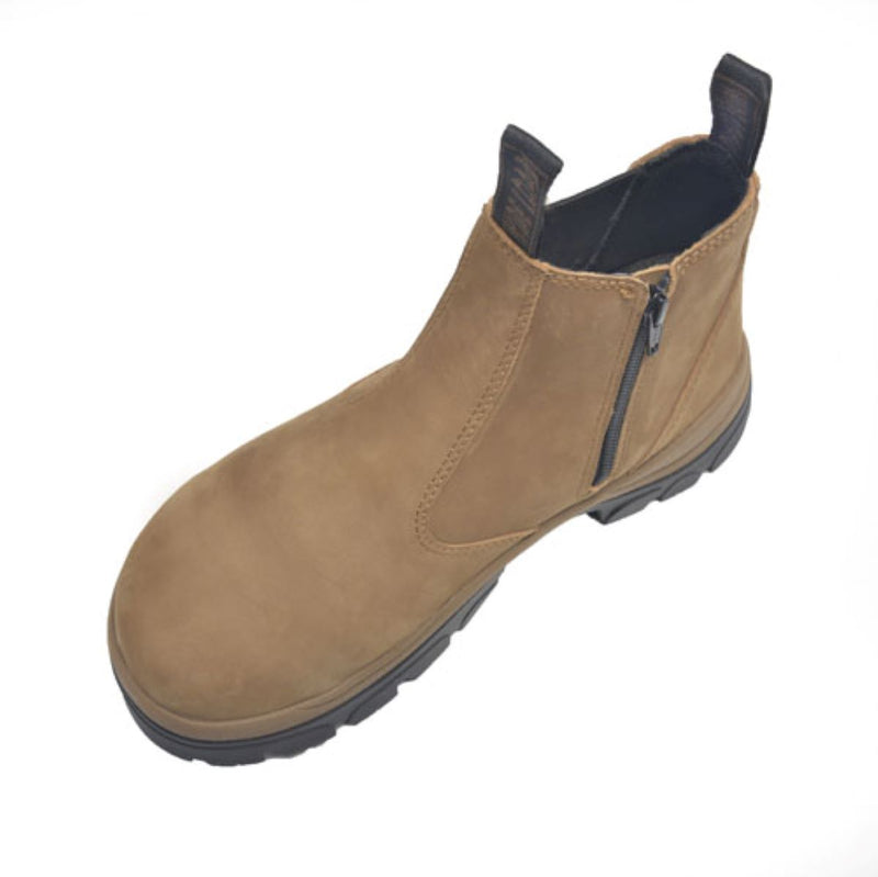 Wide Load 390TZN - Soft Toe Taupe Elastic Sided Boot + Zip