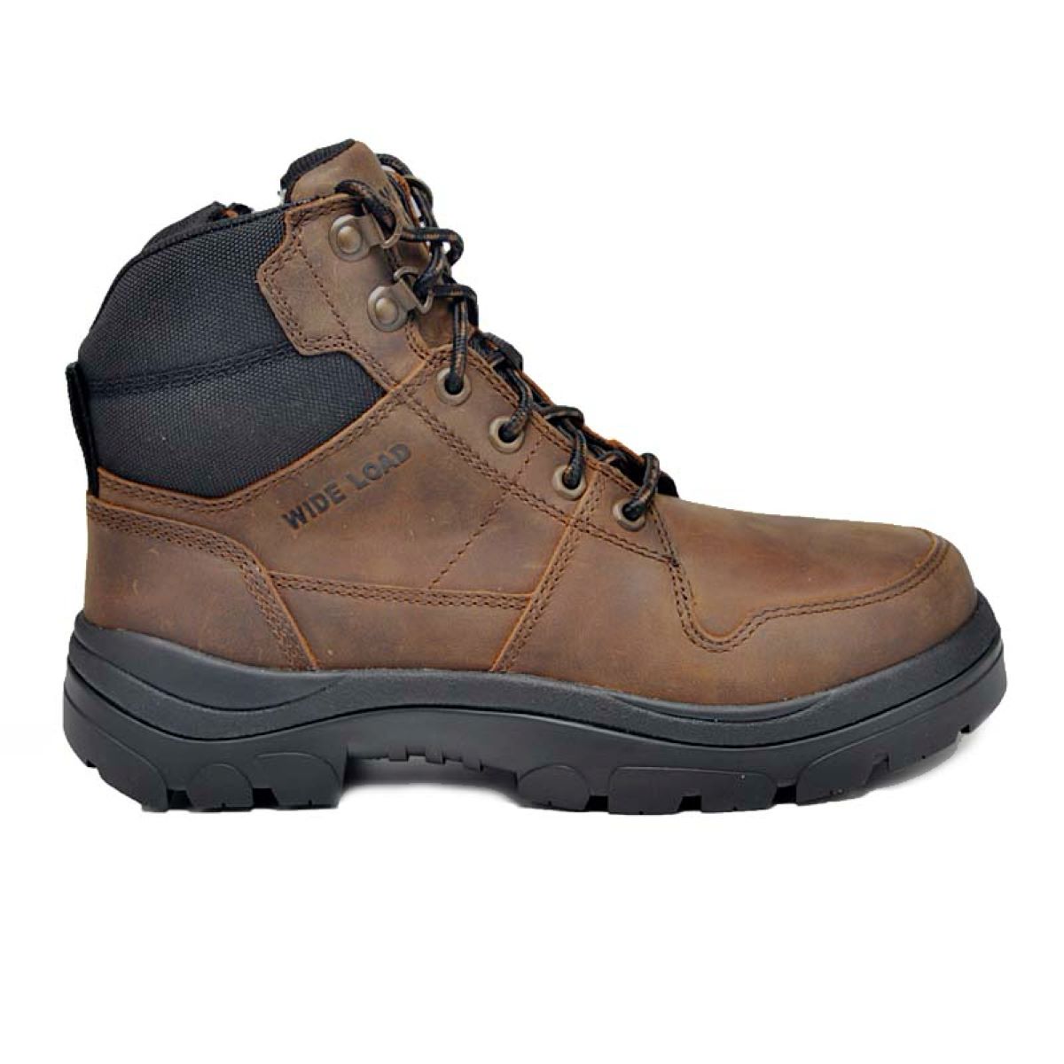 Wide Load 590CZN - 6inch Brown Soft Toe Zip / Lace Up Boot