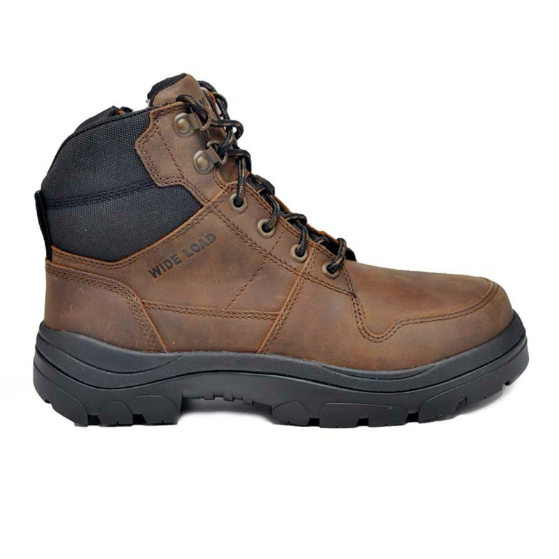 Wide Load 590CZN - 6inch Brown Soft Toe Zip / Lace Up Boot