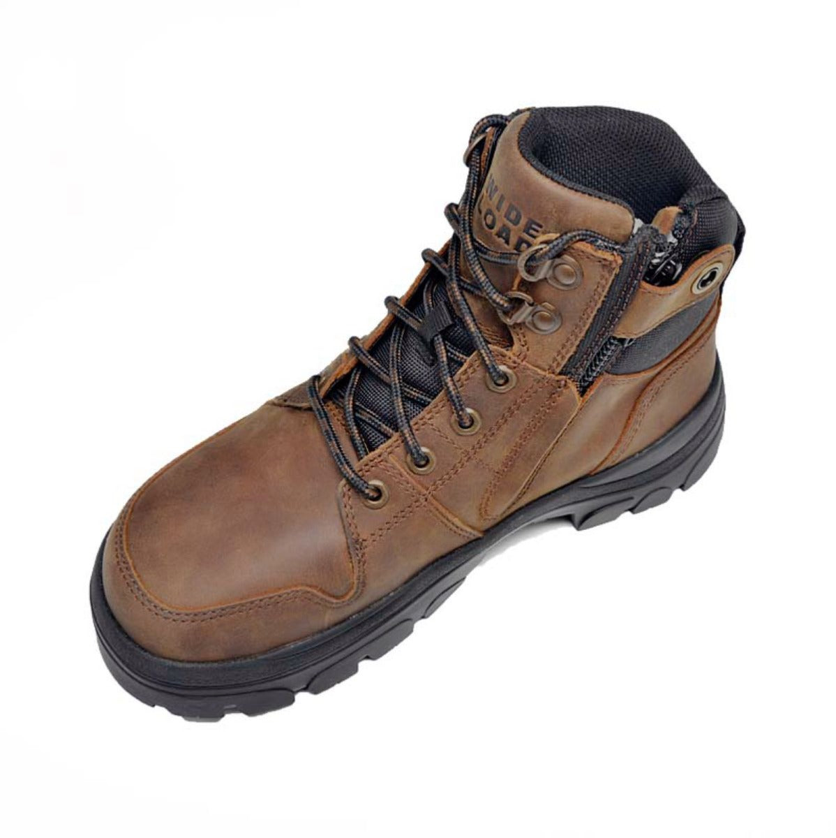 Wide Load 590CZN - 6inch Brown Soft Toe Zip / Lace Up Boot