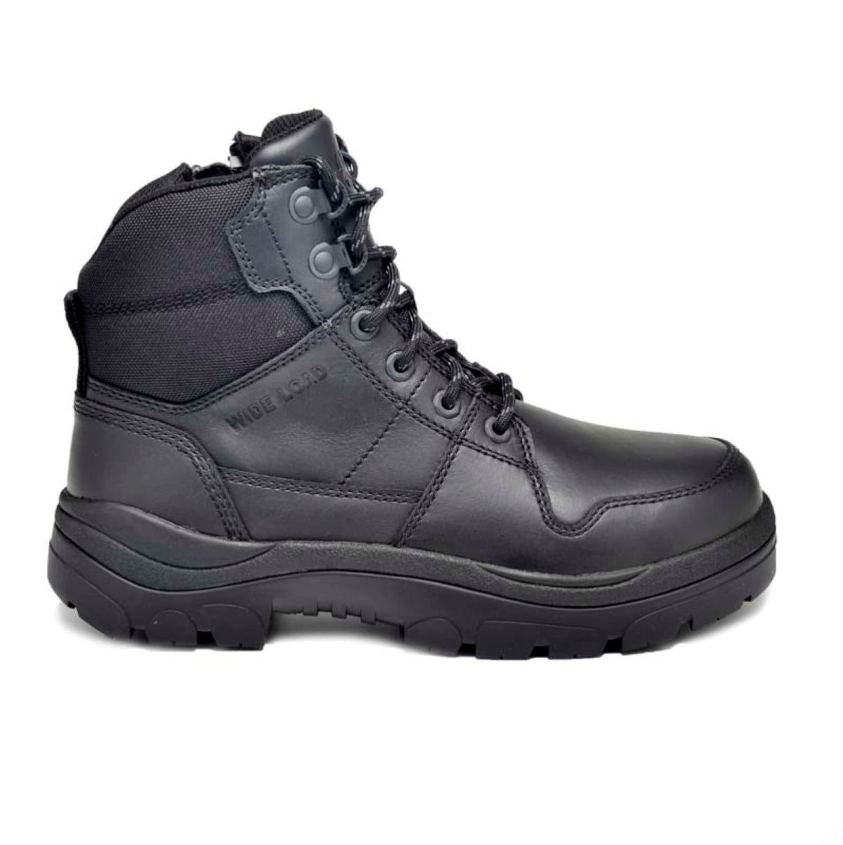 Wide Load 590BZN - 6inch Black Soft Toe Zip / Lace Up Boot