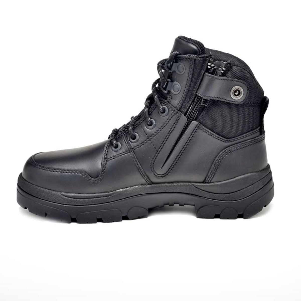 Wide Load 590BZN - 6inch Black Soft Toe Zip / Lace Up Boot