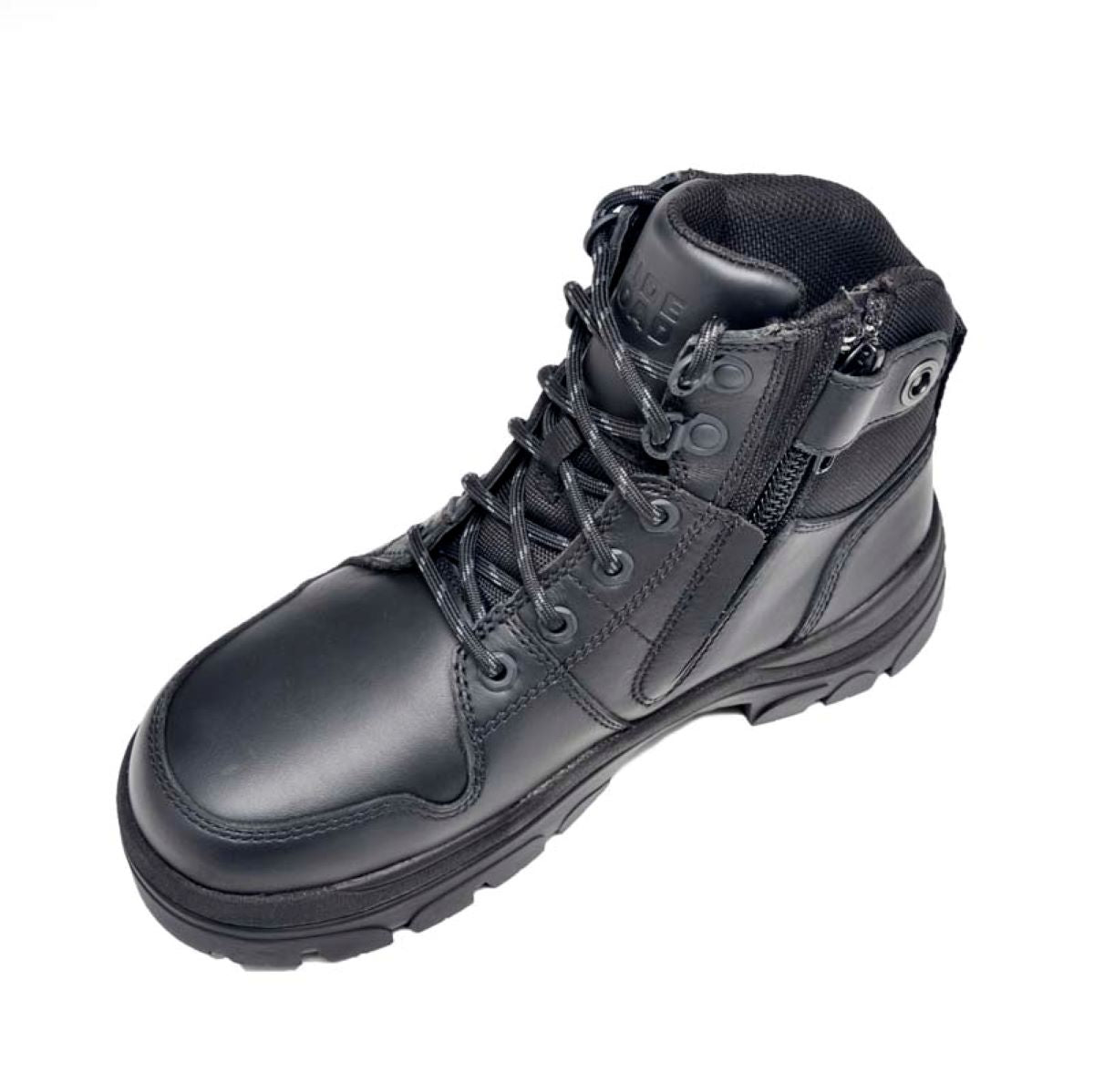 Wide Load 590BZN - 6inch Black Soft Toe Zip / Lace Up Boot