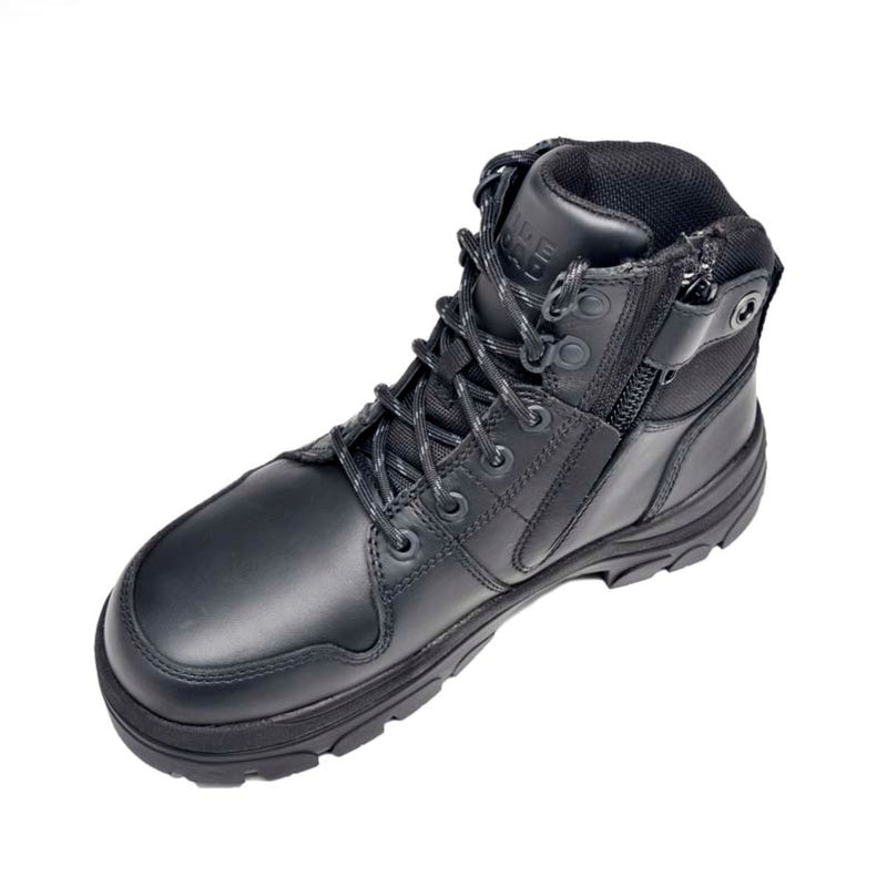 Wide Load 590BZN - 6inch Black Soft Toe Zip / Lace Up Boot