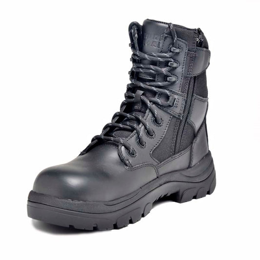 Wide Load 790BZC Composite Safety Toe Zip Laced Water Resistant 8 inch Tactical Boot - Black