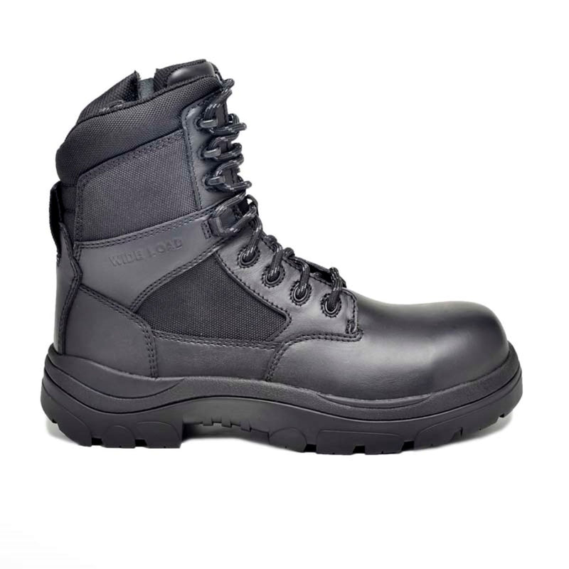 Wide Load 790BZC Composite Safety Toe Zip Laced Water Resistant 8 inch Tactical Boot - Black