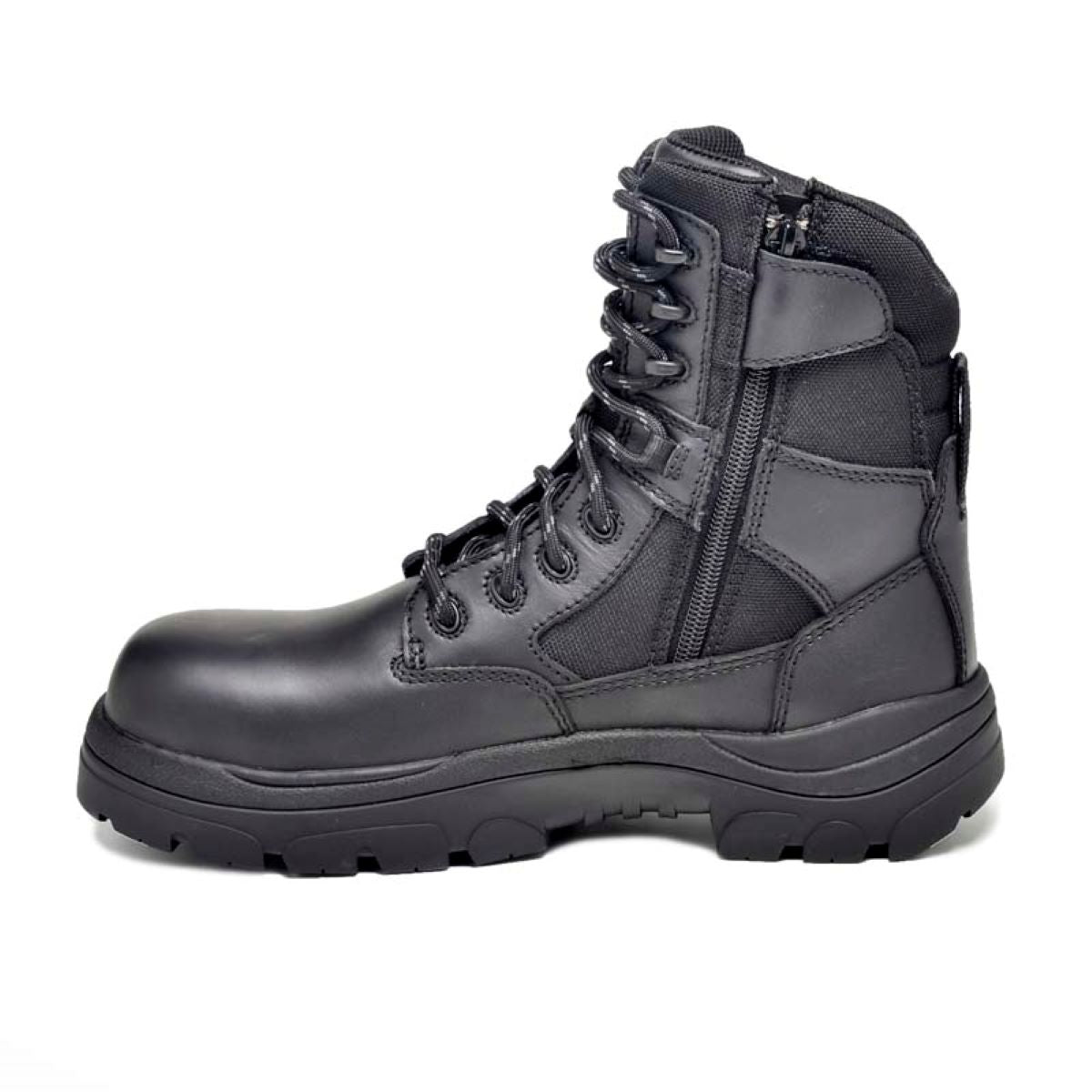 Wide Load 790BZC Composite Safety Toe Zip Laced Water Resistant 8 inch Tactical Boot - Black