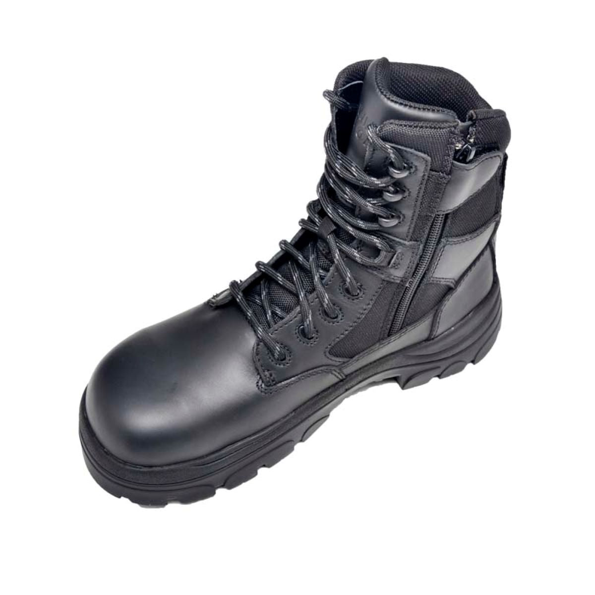 Wide Load 790BZC Composite Safety Toe Zip Laced Water Resistant 8 inch Tactical Boot - Black
