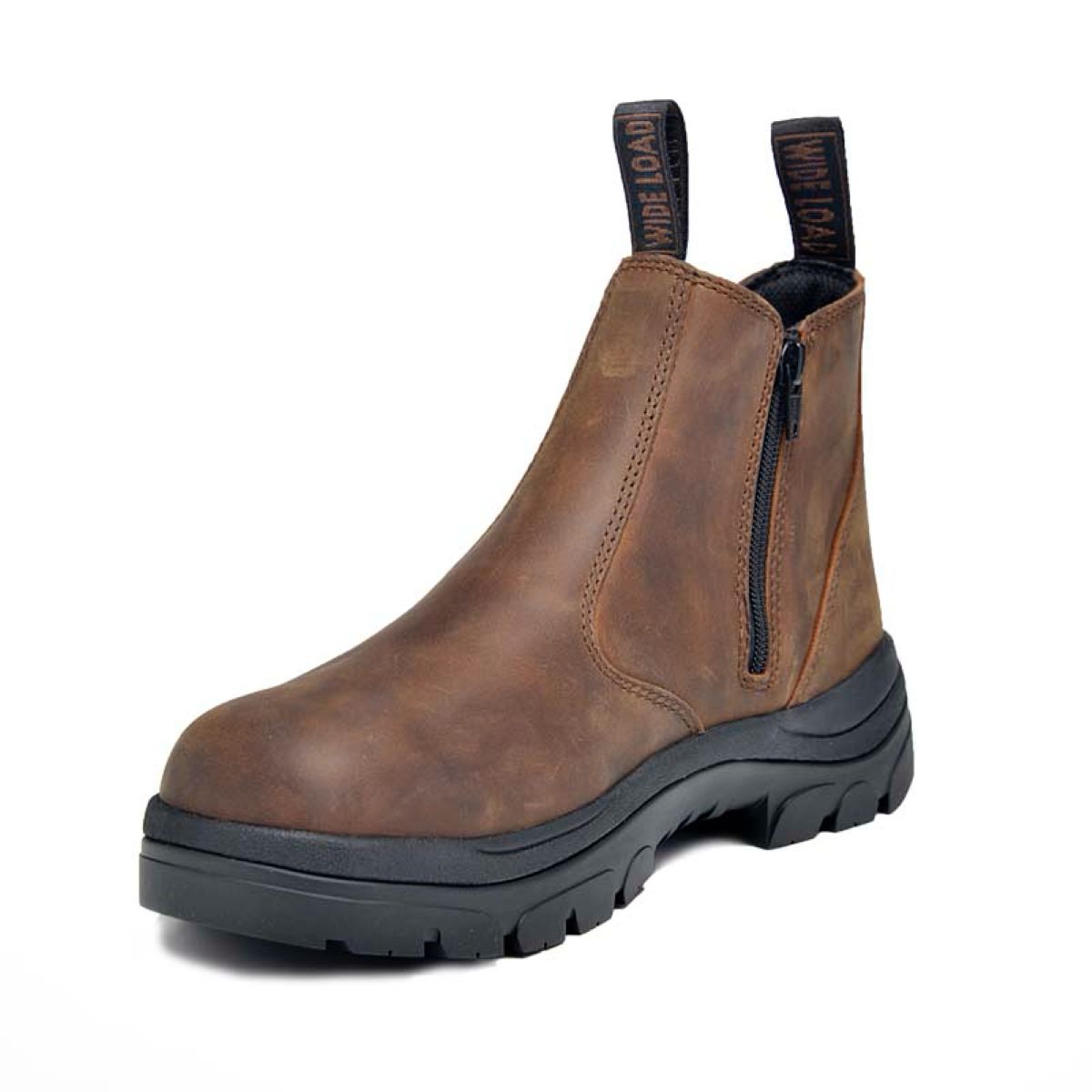 Wide Load 390CZN - Soft Toe Brown Elastic Sided Boot + Zip