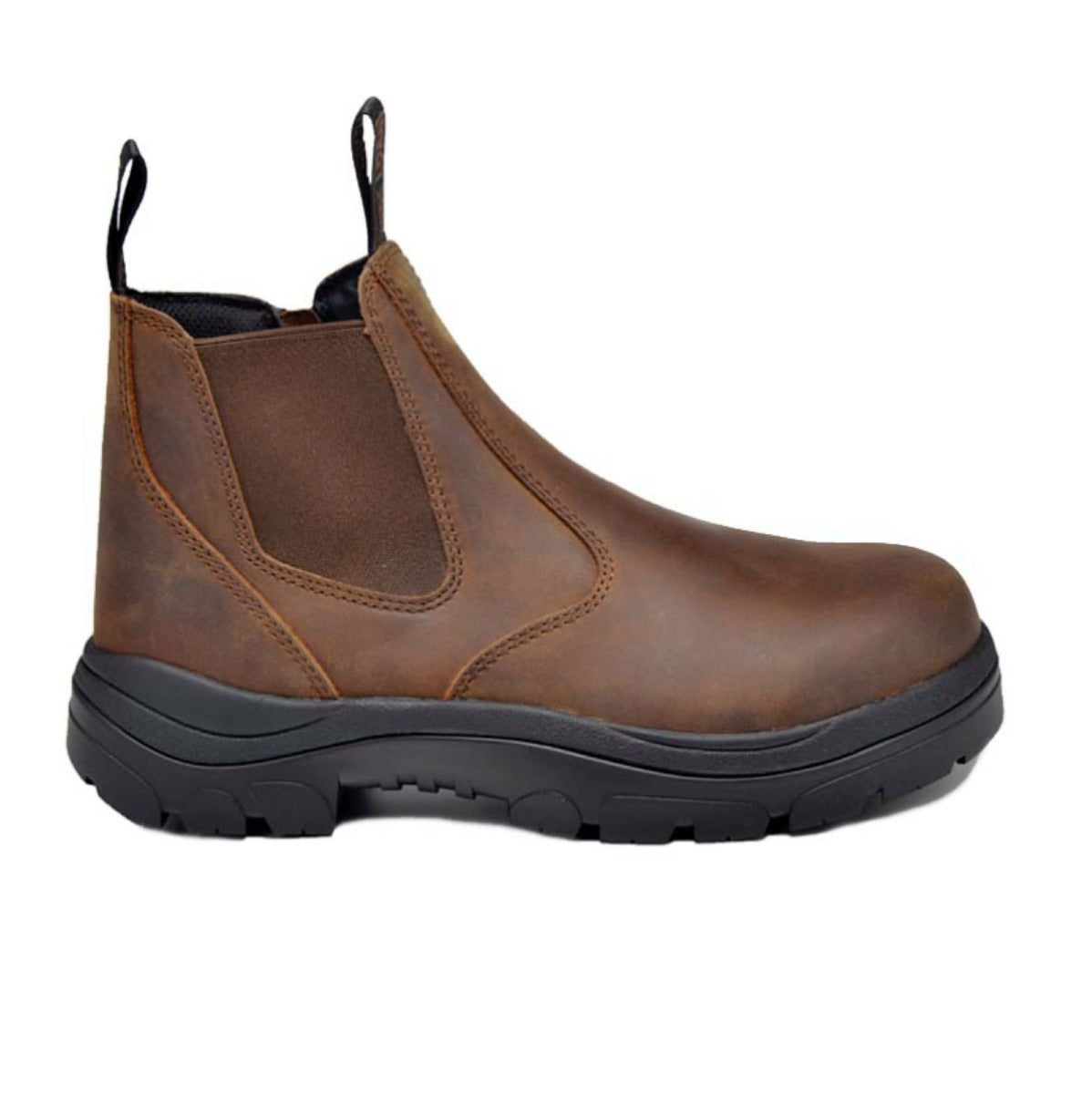 Wide Load 390CZN - Soft Toe Brown Elastic Sided Boot + Zip