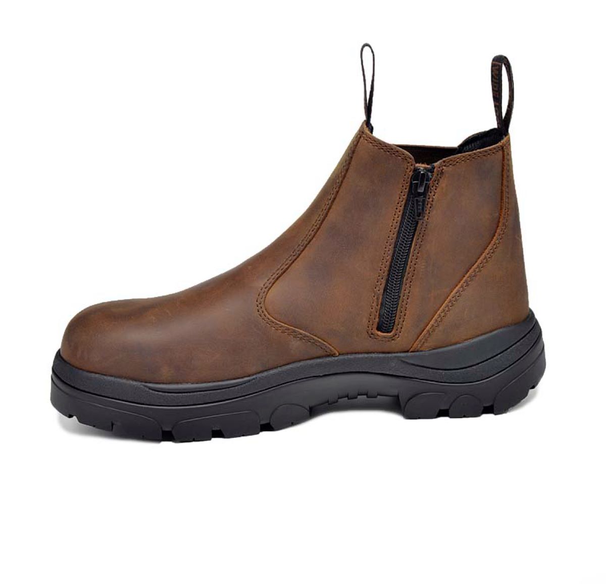 Wide Load 390CZN - Soft Toe Brown Elastic Sided Boot + Zip