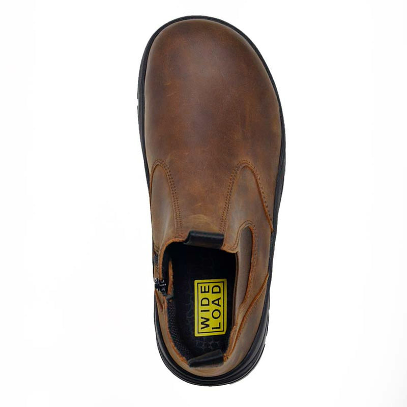 Wide Load 390CZN - Soft Toe Brown Elastic Sided Boot + Zip