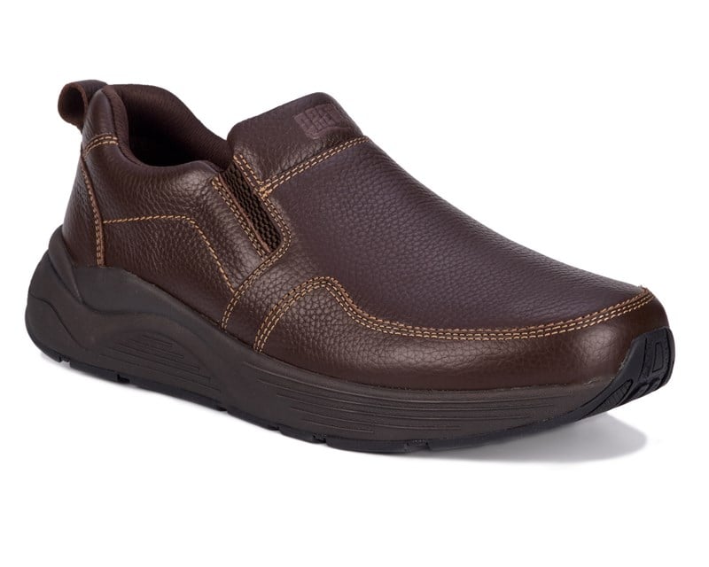 Drew Match Brown Pebbled Leather men's extra wide slip-on shoe