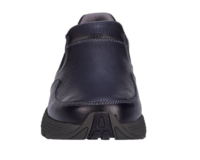 Drew Match Black Leather men's extra wide slip-on shoe
