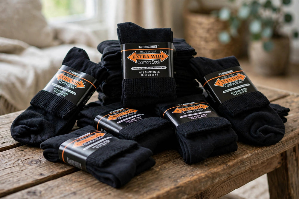 Extra Wide Black Athletic Quarter Socks - Black