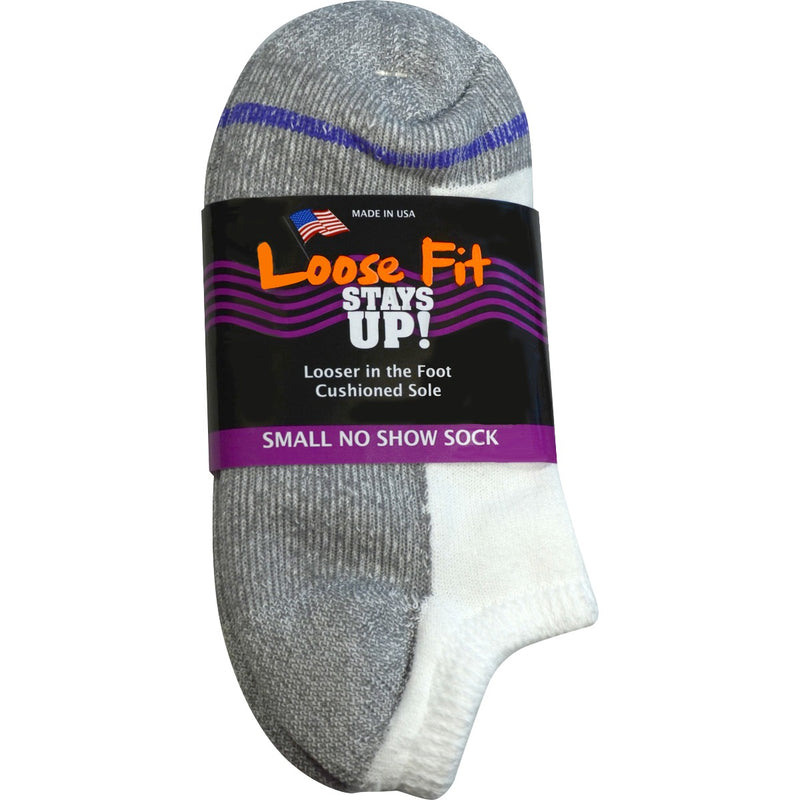 Loose Fit Stays Up! White No Show Socks - Single Pair