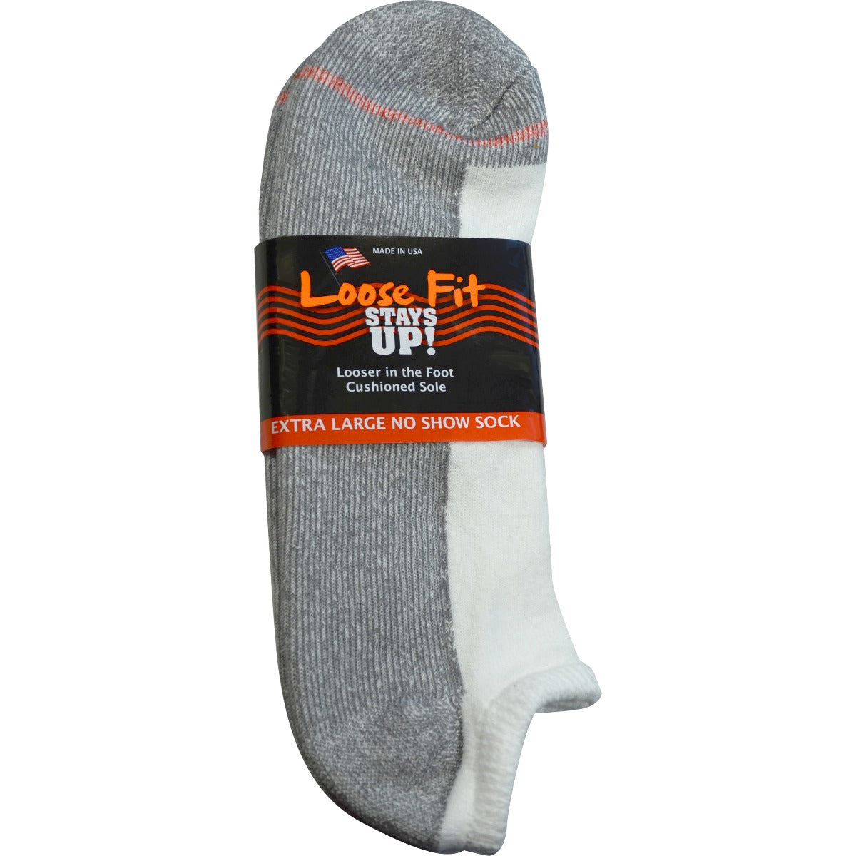 Loose Fit Stays Up! White No Show Socks - Single Pair