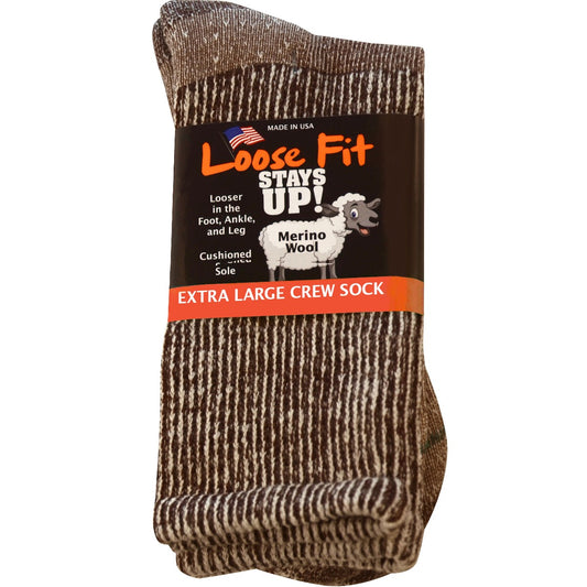 Loose Fit Stays Up! Black Crew Socks to 5E - 3pack