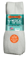Extra Wide Medical Tube Socks - White - EEEEEE - 3 pack