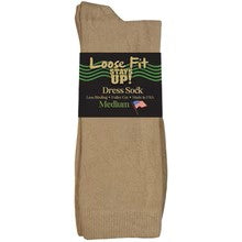 Loose Fit Stays Up Dress Sock Tan to 6E