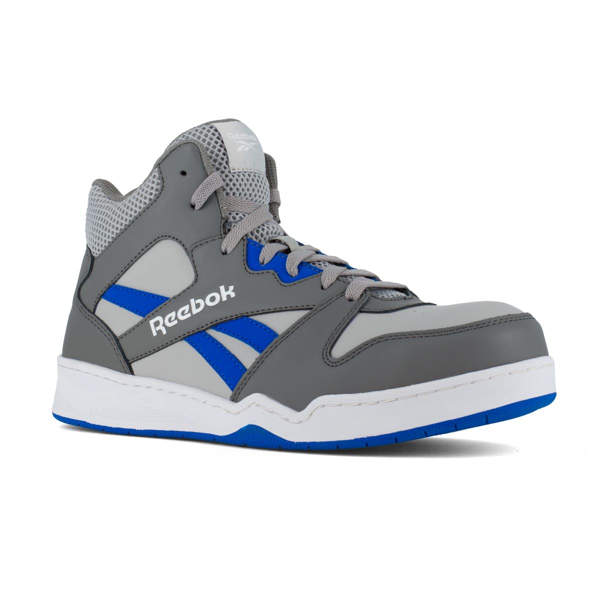 Reebok BB4500 Work RB4135 - Mens High Top Work Sneaker - Grey/Cobalt Blue