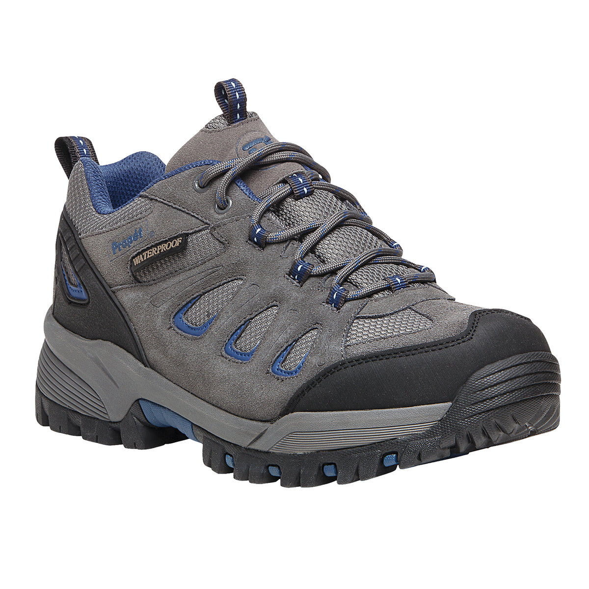 Propet Ridge Walker Low Men's Waterproof Hiking Boot - Grey/Blue in 5E extra wide