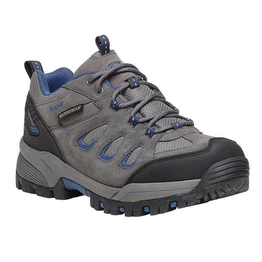 Propet Ridge Walker Low Men's Waterproof Hiking Boot - Grey/Blue in 5E extra wide