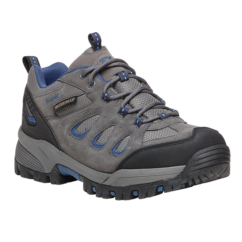 Propet Ridge Walker Low Men's Waterproof Hiking Boot - Grey/Blue in 5E extra wide